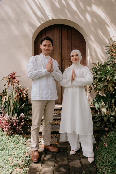 ZM Zaskia Mecca - Sarimbit Couple Set 1 - White Series - Binar Samudra - Raya Collection Koleksi Lebaran Premium