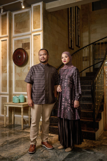 ZM Zaskia Mecca - Sarimbit Couple Set 1 Browny - Teman Serumpun - Edisi Kamboja - Raya Collection Koleksi Lebaran Premium